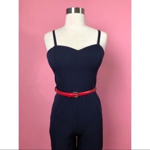 Vintage nautical pinup navy blue pant jumpsuit S